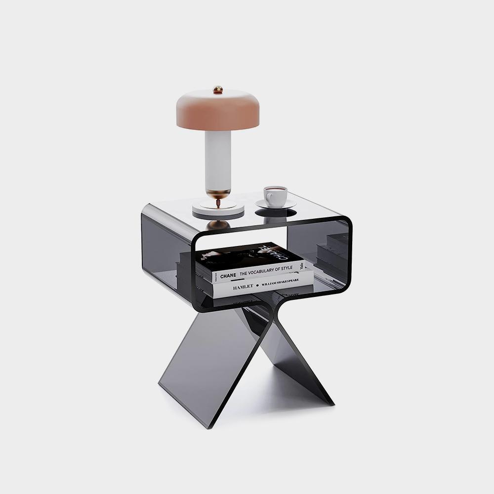 میز کناری میز پاتختی اکریلیک سولار دم با طراحی مدرن صفحه نمایش دکور خانه شفاف تصویر 2