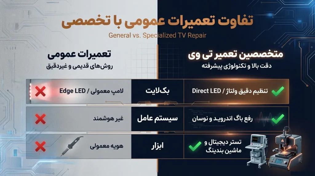 چرا تعمیرات تلویزیون جی پلاس سری RQ تخصص می‌خواهد